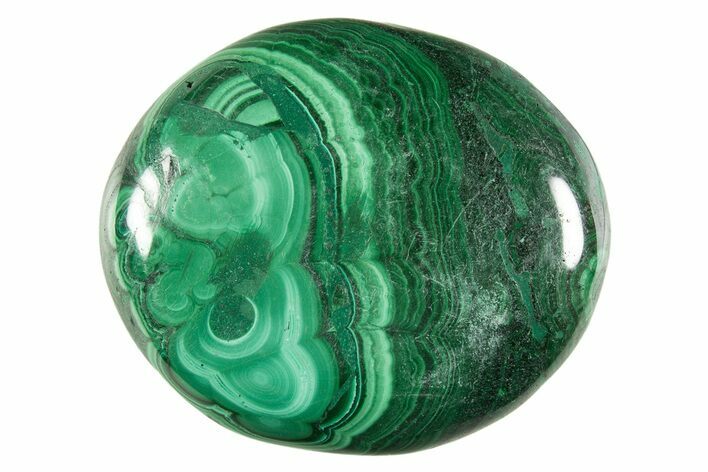 Polished Banded Malachite Palm Stone - DR Congo #321179